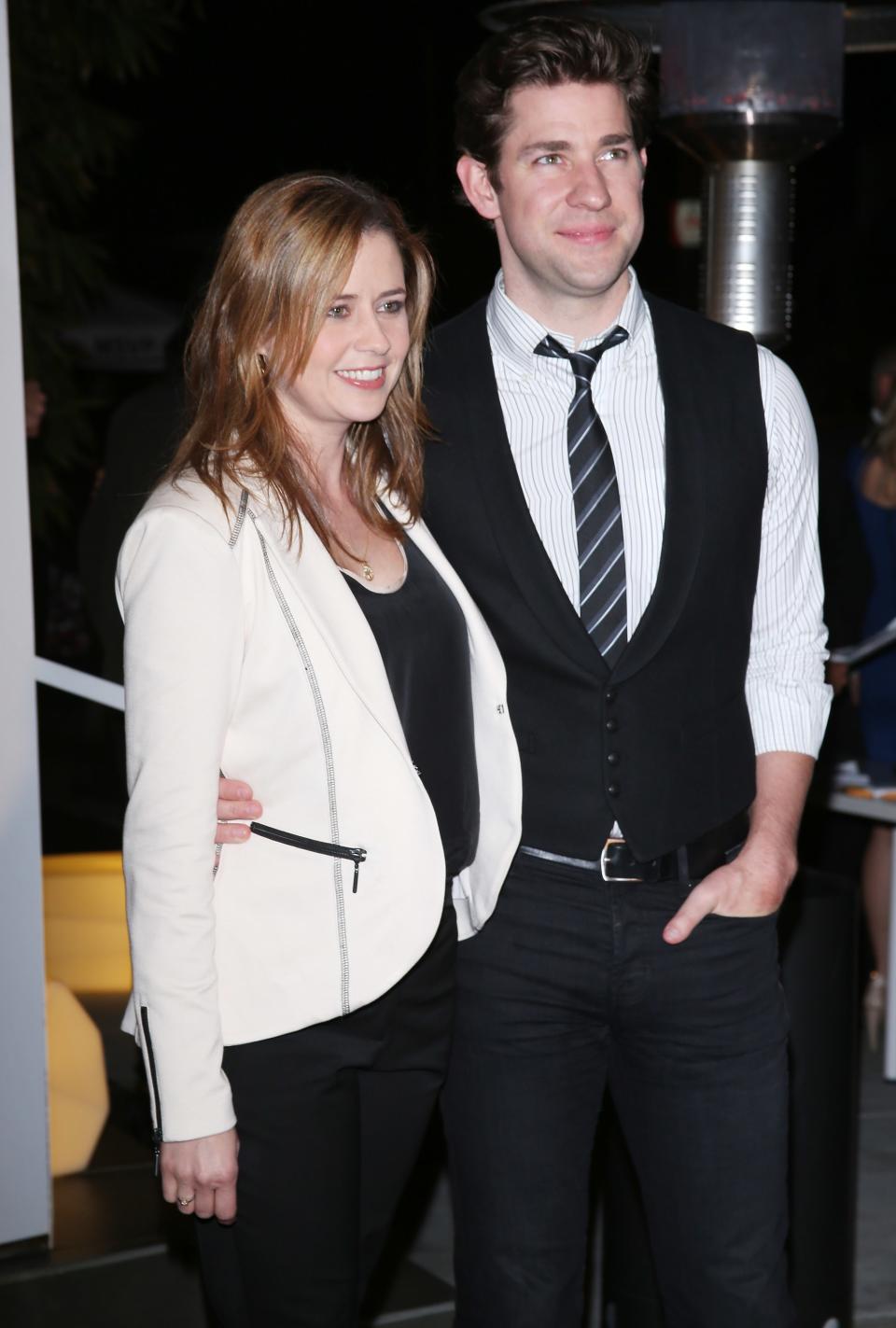 Krasinski and Fischer at the Office series finale wrap party in 2013