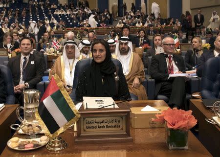 United Arab Emirateâ€™s Minister of Development and International Cooperation Sheikha Lubna Al Qasimi attends the Third International Humanitarian Pledging Conference for Syria in Bayan Palace March 31, 2015. REUTERS/Stephanie McGehee