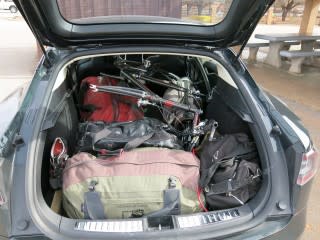 Tesla Model S packed for road trip, upstate New York to southern California [photo: David Noland]