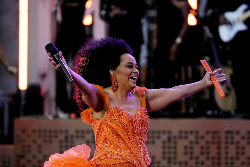 Diana Ross performs during "Live From Detroit: The Concert at Michigan Central" on Thursday, June 6, 2024, in Detroit. (AP Photo/Carlos Osorio)