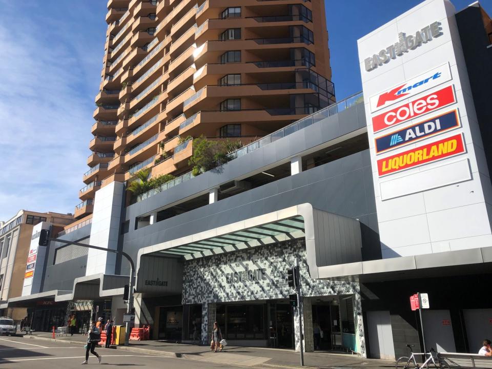 A wide image of the outside of Bondi Eastgate shopping centre.