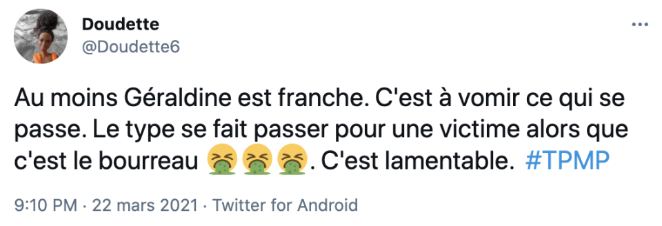 Les internautes saluent la prise de parole de Géraldine Maillet.