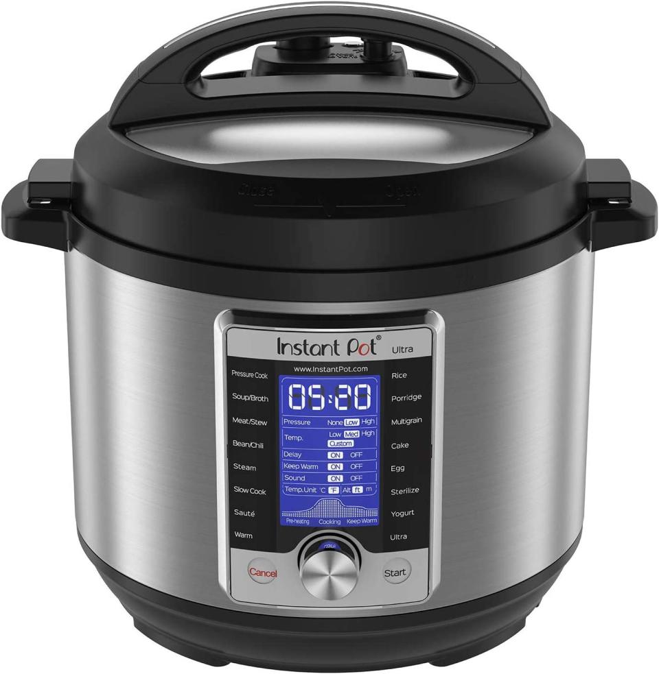 Instant Pot Ultra 10 en 1, Olla eléctrica programable multiuso de 5.67 Litros, olla de presión, olla de cocción lenta, arrocera, yogurtera, Cake Maker, Cocedor de huevos, sartén, vaporera, Acero inoxidable/Negro, 1/Amazon.com.mx