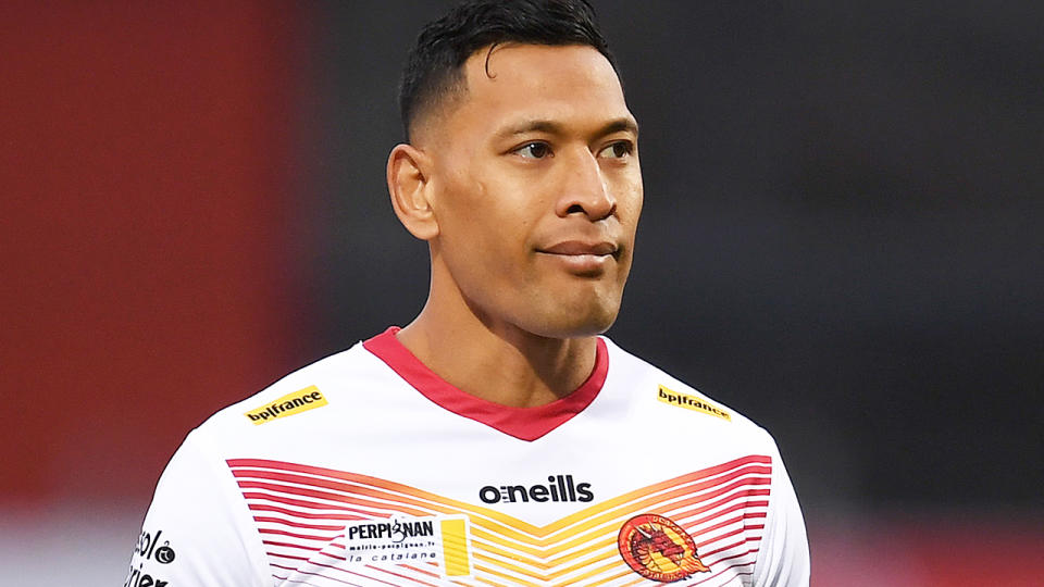 Israel Folau, pictured here in action for Catalans Dragons in the Super League.