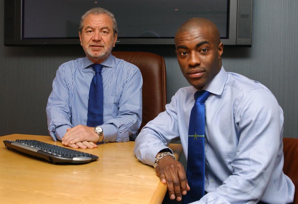 Tim Campbell (right) with Amstrad tycoon Sir Alan Sugar.   (Photo by Ian West - PA Images/PA Images via Getty Images)