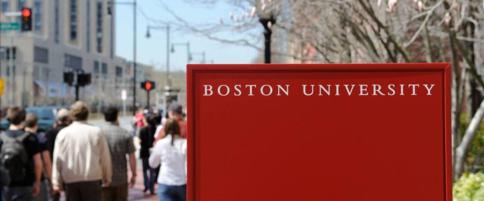 Boston University sign on street