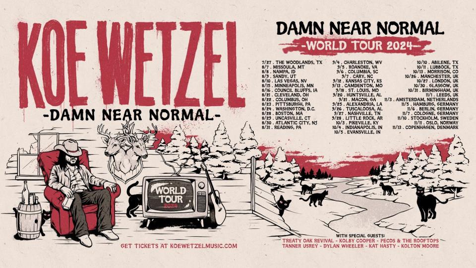 koe wetzel 'damn near normal' tour 2024
