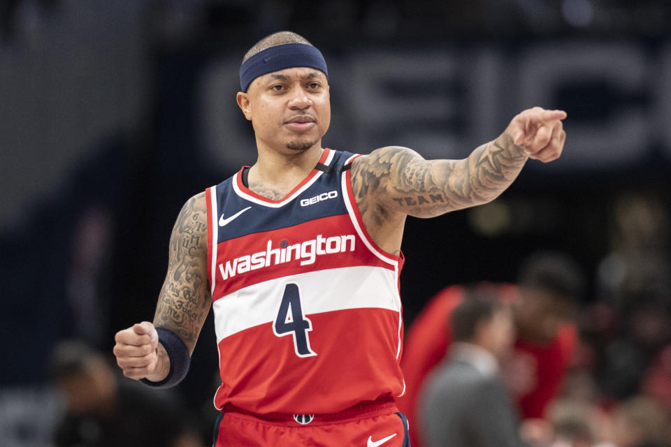 Feb 1, 2020; Washington, District of Columbia, USA; Washington Wizards guard Isaiah Thomas (4) during the the first half against the Brooklyn Nets at Capital One Arena. 