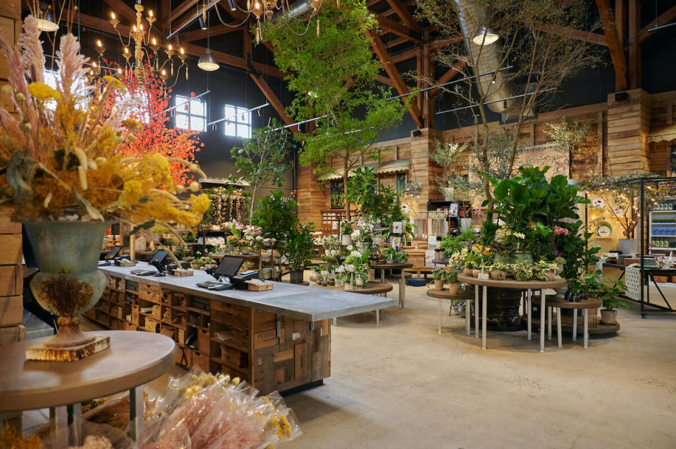 Inside the new location's retail space, filled with in-store installations and a mix of decor and gardening products