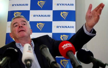 FILE PHOTO: Ryanair CEO Michael O'Leary holds a news conference in Machelen near Brussels