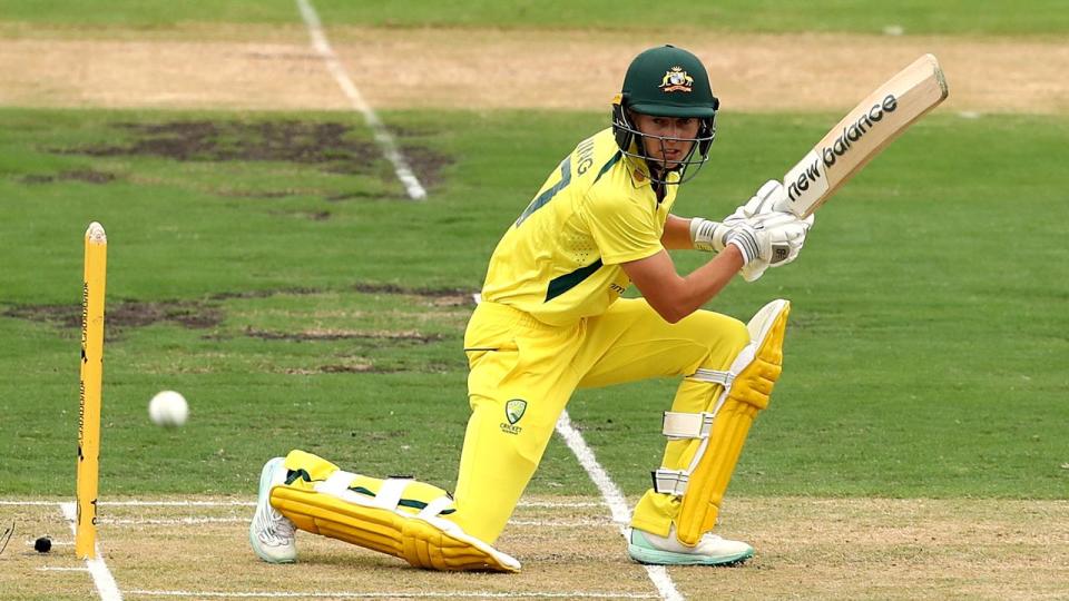 Meg Lanning bats for Australia.