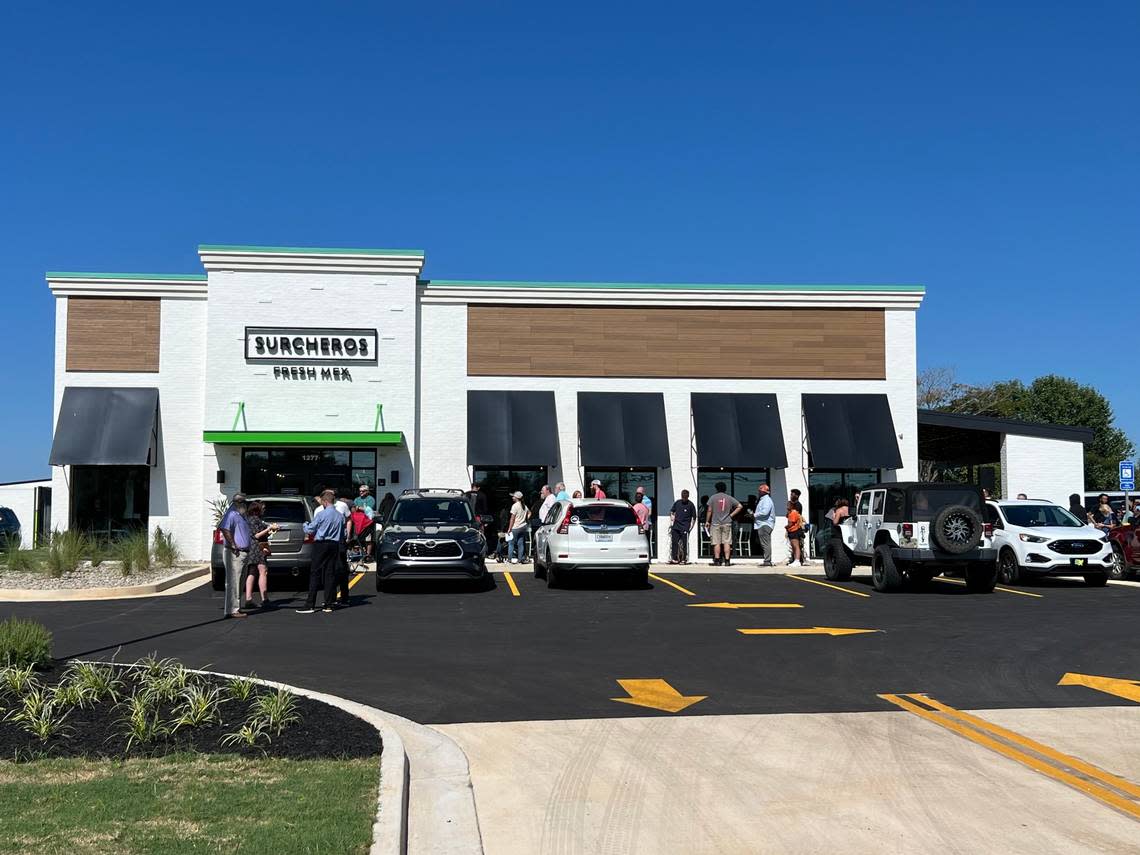 Some patrons camped out before the opening of the new Surcheros Fresh Mex in Warner Robins for an offer of free burritos for a year for the first 50 people to order via the restaurant’s app. A line wrapped around from the front door to the back door by 9 a.m.