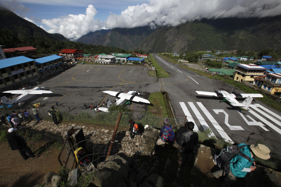 Sure, this might be one of the <a href="http://www.huffingtonpost.com/2013/06/18/worlds-most-dangerous-airport_n_3454660.html" target="_blank">world's most dangerous airports</a>, but it's also one of the most striking. (AP Photo/Niranjan Shrestha)