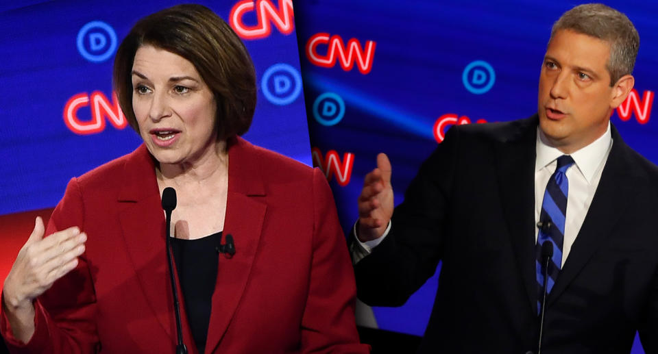 Sen. Amy Klobuchar and Rep. Tim Ryan. (Photo illustration: Yahoo News; photos: Brendan Smialowski/AFP/Getty Images, Paul Sancya/AP)