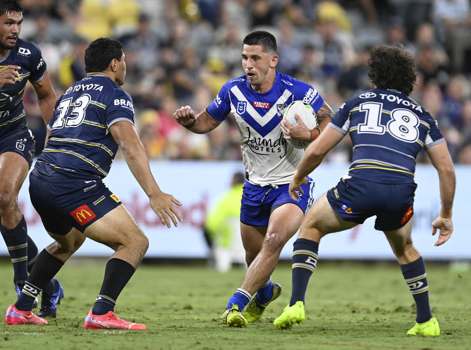 Jeremy Marshall-King, pictured here in action for the Bulldogs against the Cowboys.