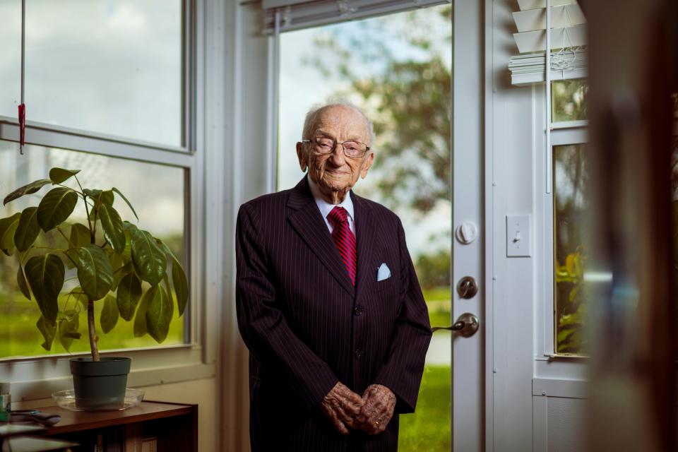 Benjamin Ferencz, 102, the last surviving prosecutor of the Nuremberg trials, at home in Delray Beach, Fla., on June 1, 2022.