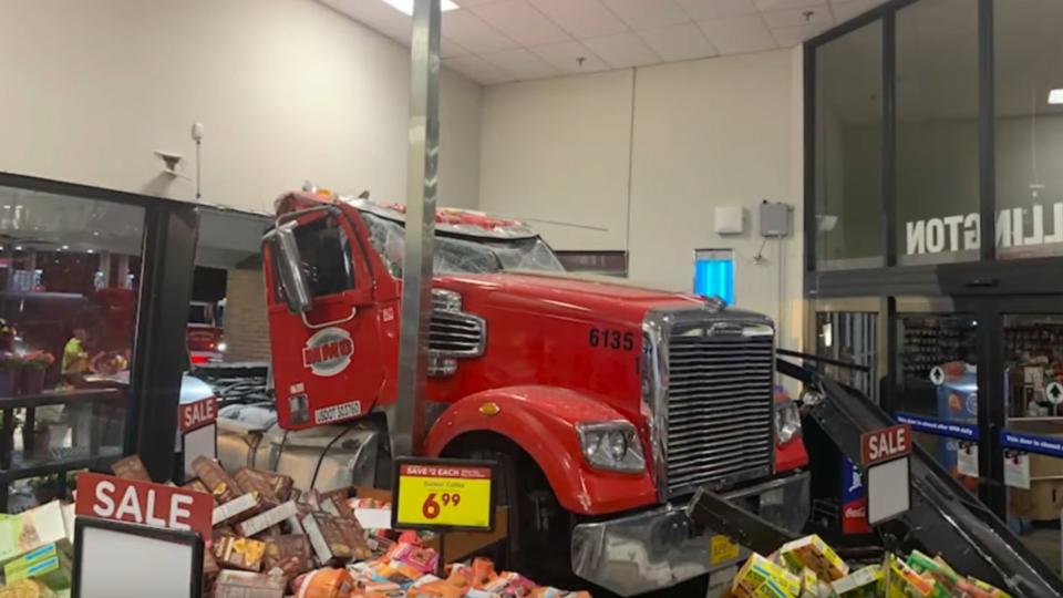 Truck Driver Intentionally Crashes Through Grocery Store