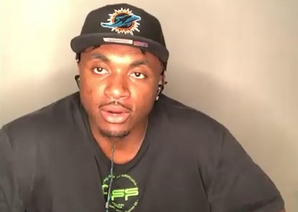 UNSPECIFIED LOCATION - APRIL 23: (EDITORIAL USE ONLY) In this still image from video provided by the Miami Dolphins, select Austin Jackson speaks via teleconference after being selected during the first round of the 2020 NFL Draft on April 23, 2020. (Photo by Getty Images/Getty Images)