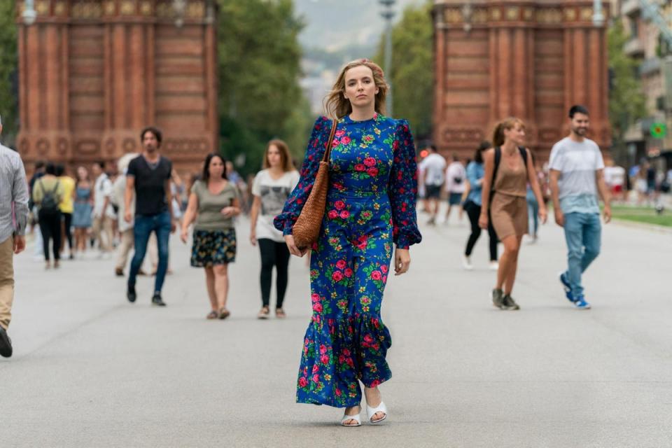 Jodie Comer’s Villanelle wears The Vampire’s Wife for a sojourn in Barcelona in Killing Eve (Courtesy of AMC/Des Willie/BBCA)