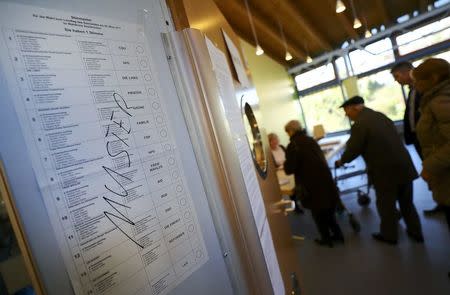 People cast their vote for the Saarland state elections in Puettlingen near Saarbruecken, Germany, March 26, 2017. REUTERS/Kai Pfaffenbach