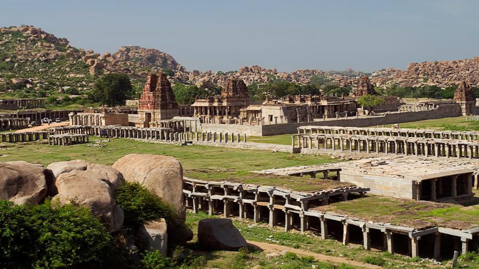 <div class="inline-image__caption"><p>Aerial view of Vitthala Temple, built in the 15th century A.D. during the reign of King Krishna Deva Raya, Hampi, Kartanaka, India.</p></div> <div class="inline-image__credit">V. Muthuraman/IndiaPictures/Universal Images Group via Getty</div>