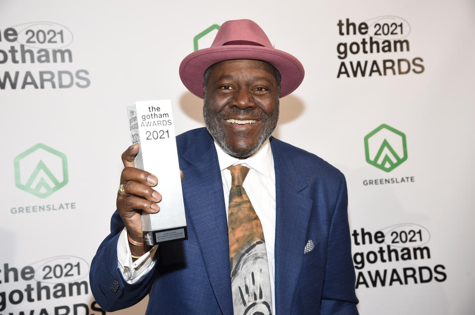 Frankie Faison poses with the outstanding lead performance award for his role in "The Killing of Kenneth Chamberlain" at the Gotham Awards at Cipriani Wall Street on Monday, Nov. 29, 2021, in New York. (Photo by Evan Agostini/Invision/AP)