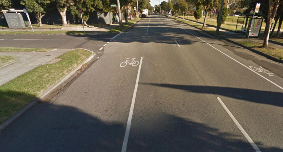 The road the car was travelling in was clearly a bike lane, as seen from the driver's perspective. Source: Google Maps