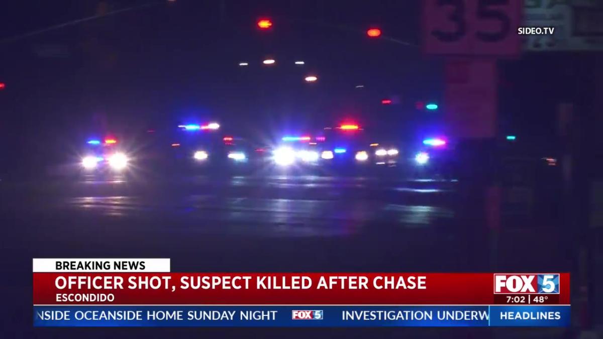 Officer shot, murder suspect killed after California chase