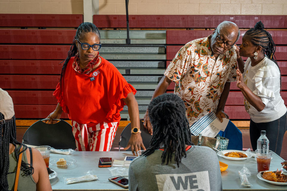 Clyburn with daughters Angela, right, and Jennifer at his low-country boil in Columbia<span class="copyright">Mike Belleme for TIME</span>