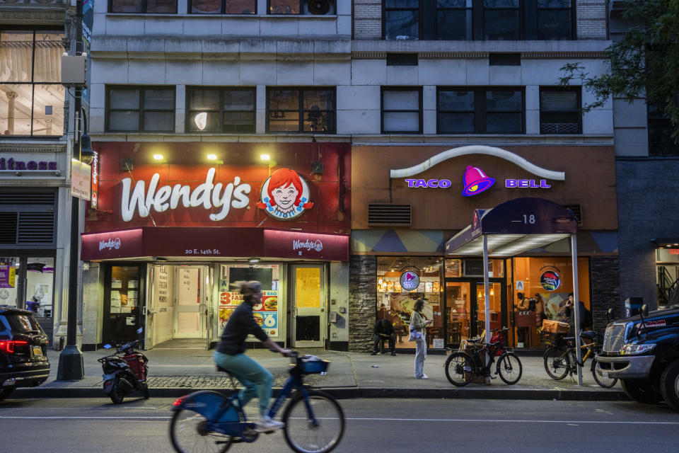 A Wendy's restaurant in the Union Square neighborhood of Manhattan on May 17, 2023.  (Hiroko Masuike/The New York Times)