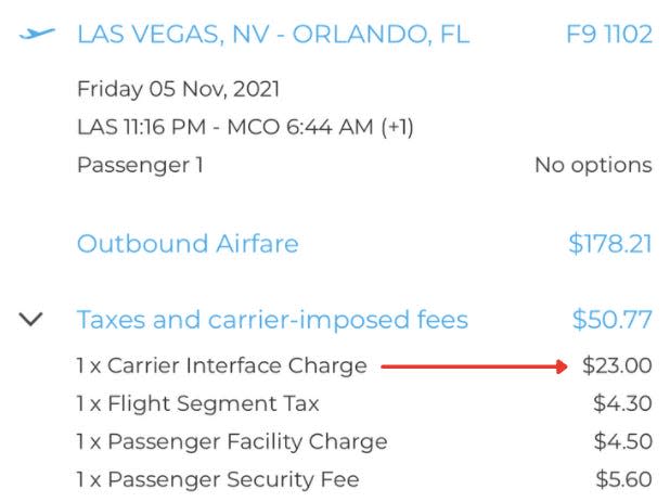 Frontier Airlines carrier interface charge