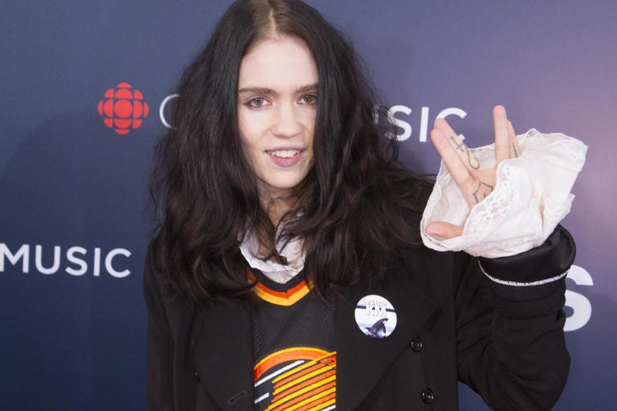 Grimes attends the red carpet arrival at the 2018 Juno Awards at Rogers Arena on 25 March, 2018 in Vancouver, Canada: (Photo by Phillip Chin/Getty Images)