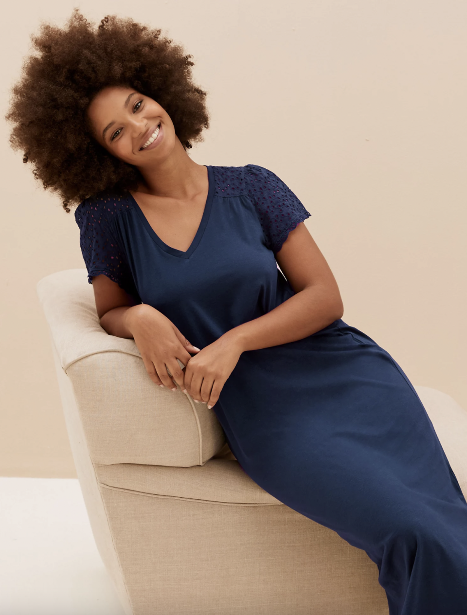 The comfy sleepwear comes in either white or navy. (Marks & Spencer)