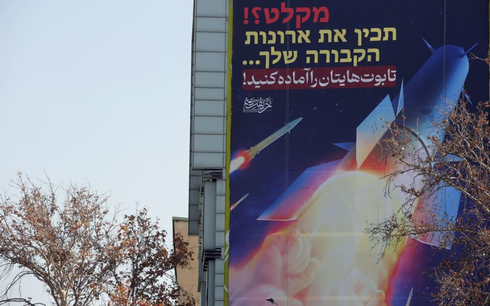 A billboard depicting Iranian missiles in Tehran