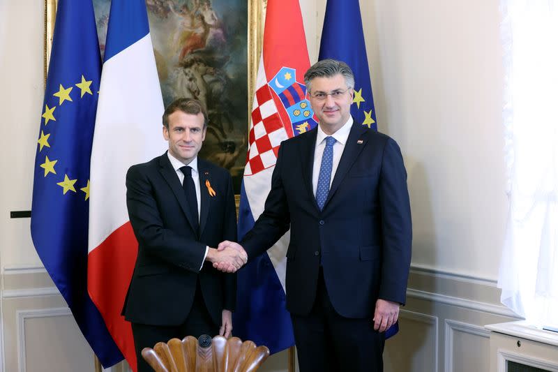 France's President Emmanuel Macron visits Zagreb