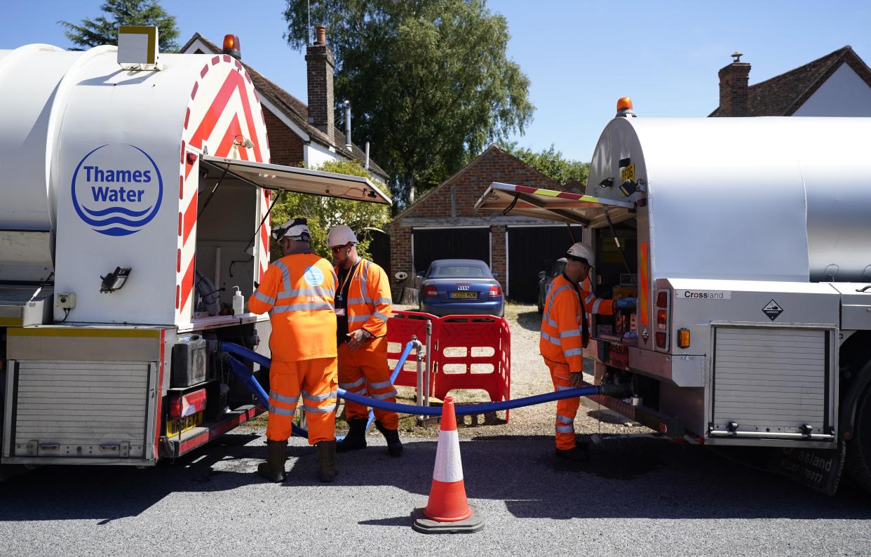 File photo: A Thames Water tanker pumps water during a drought (PA Wire)