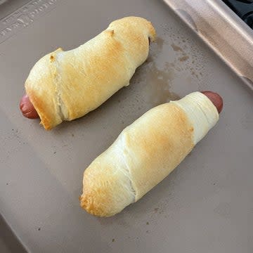 hot dogs cooked in crescent rolls