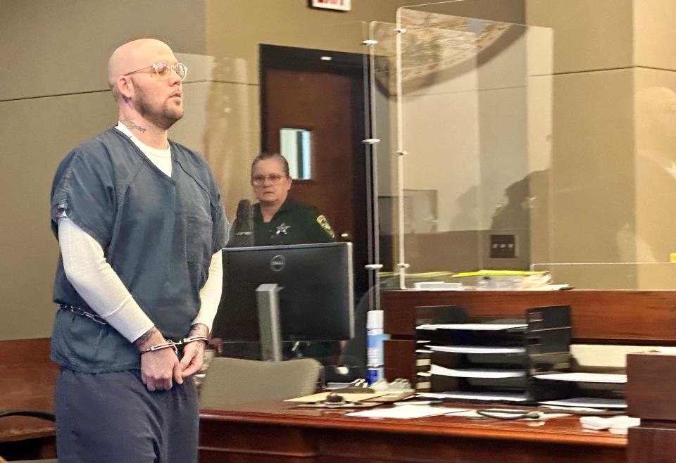 Steven Yinger, charged in the 2022 murder of Jorge Diaz-Johnston, appears for a short pretrial hearing Dec. 7, 2023, at the Leon County Courthouse.