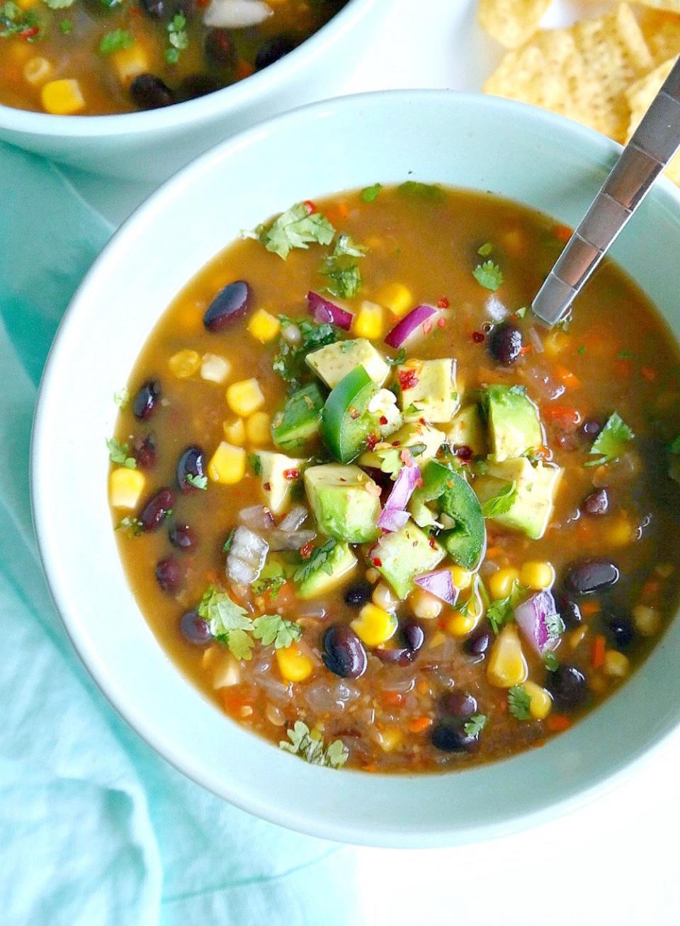 Spicy Vegan Black Bean Soup from The Glowing Fridge