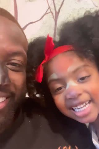 <p>Dwyane Wade/Instagram</p> Dwyane Wade shares a shot of the makeup he did for his daughter.