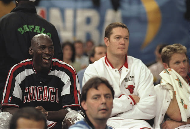 Michael Jordan laughs at all the three-pointers FC Barcelona takes. (Getty)