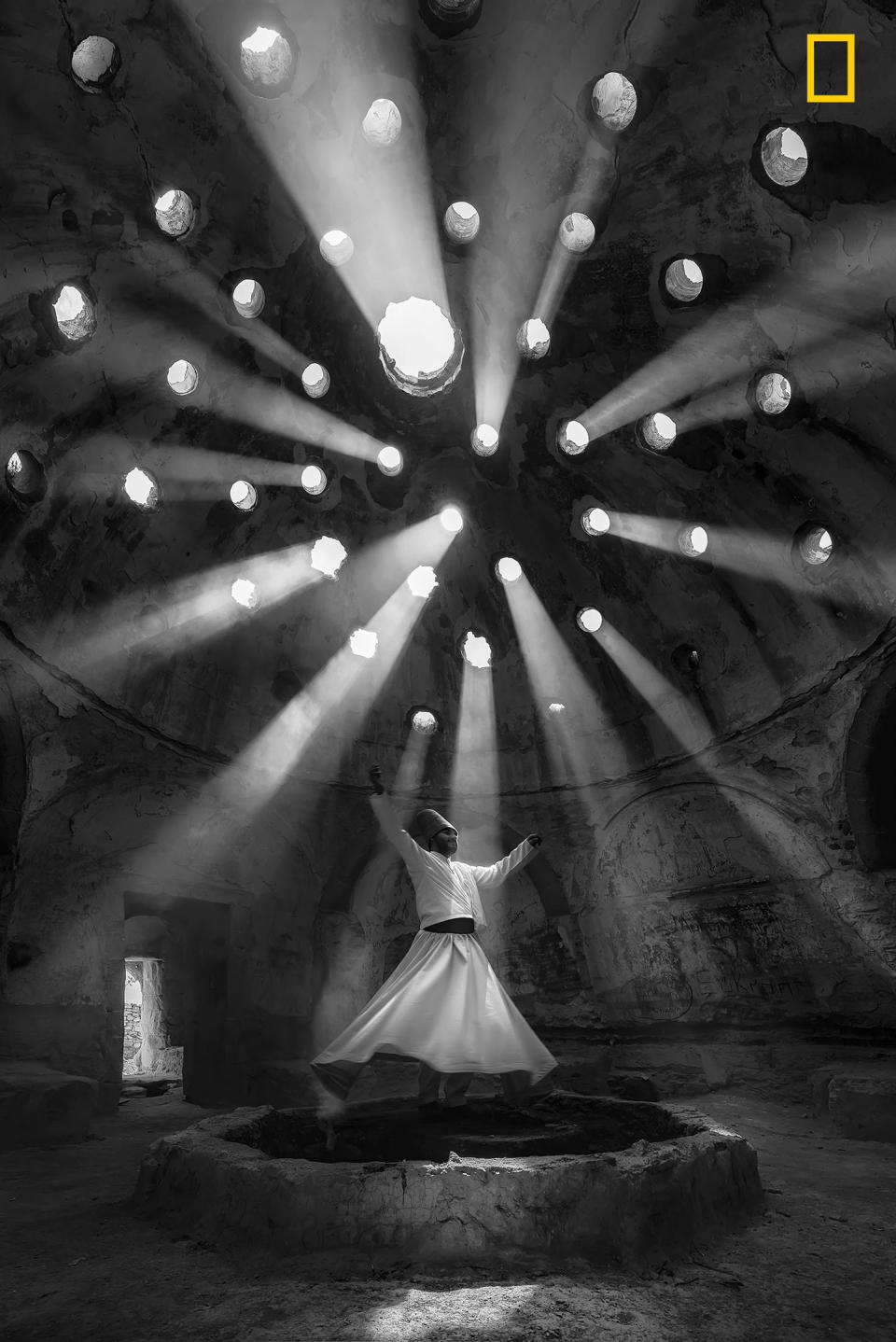 "Willing Dervish in an historical place of Sille Konya, Turkey.&nbsp;The 'dance' of the whirling dervishes is called sema and is a symbol of&nbsp;the Mevlevi culture. According to Mevlana's teachings, human beings are born twice: once of their mothers and the second time of their own bodies."&nbsp;―&nbsp;<a href="http://yourshot.nationalgeographic.com/profile/1460988/" target="_blank">F. Dilek Uyar</a>&nbsp;(<a href="http://travel.nationalgeographic.com/photographer-of-the-year-2017/gallery/winners-all/9" target="_blank">First place winner, People</a>)