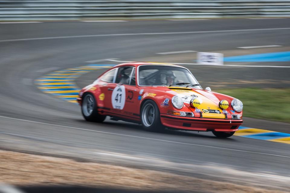 le mans, france july 06 porsche 911 st 25l 1972 41 driven by erwin van lieshout competes during the free practrice at le mans classic 2018 on july 6, 2018 in le mans, france photo by richard bordgetty images