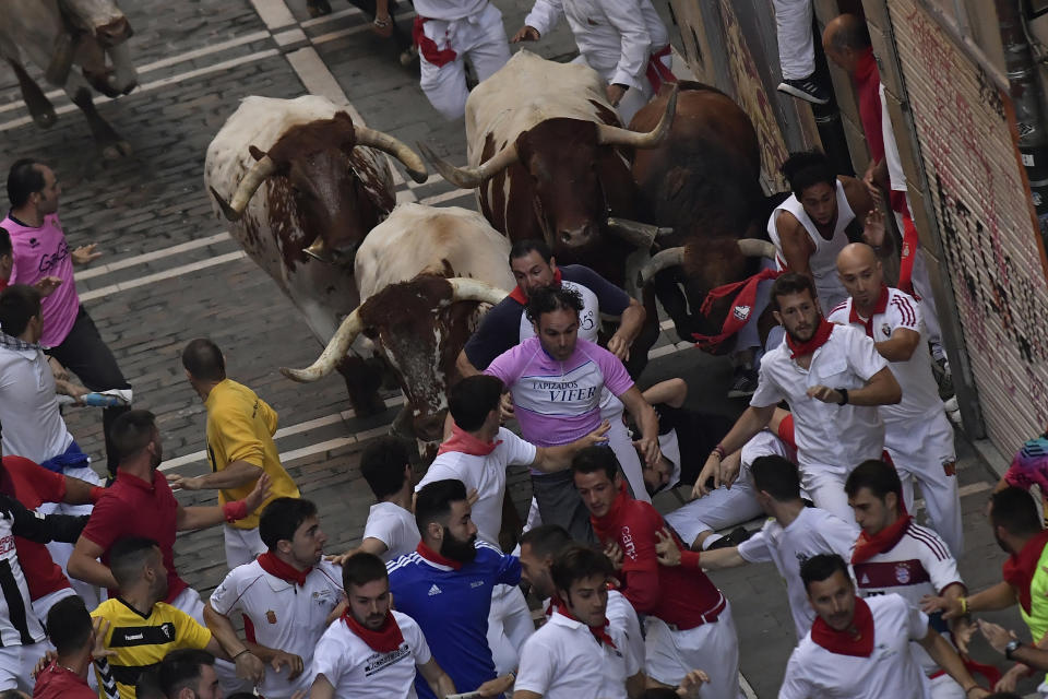 2018 San Fermin running of the bulls festival in Pamplona, Spain