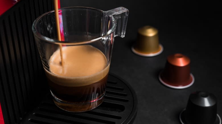Nespresso machine with coffee
