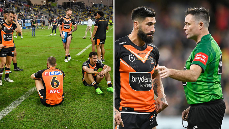 Pictured here, the aftermath to the Wests Tigers' controversial loss to the Cowboys.