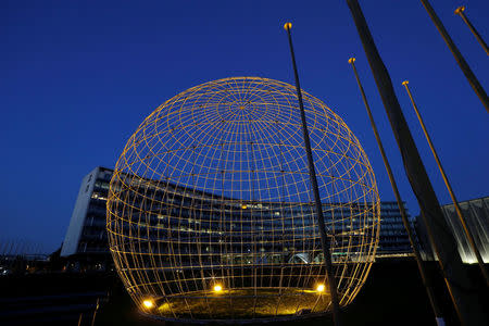 A general view of the United Nations Educational, Scientific and Cultural Organization (UNESCO) headquarters is seen at dusk in Paris, France, October 12, 2017. REUTERS/Philippe Wojazer