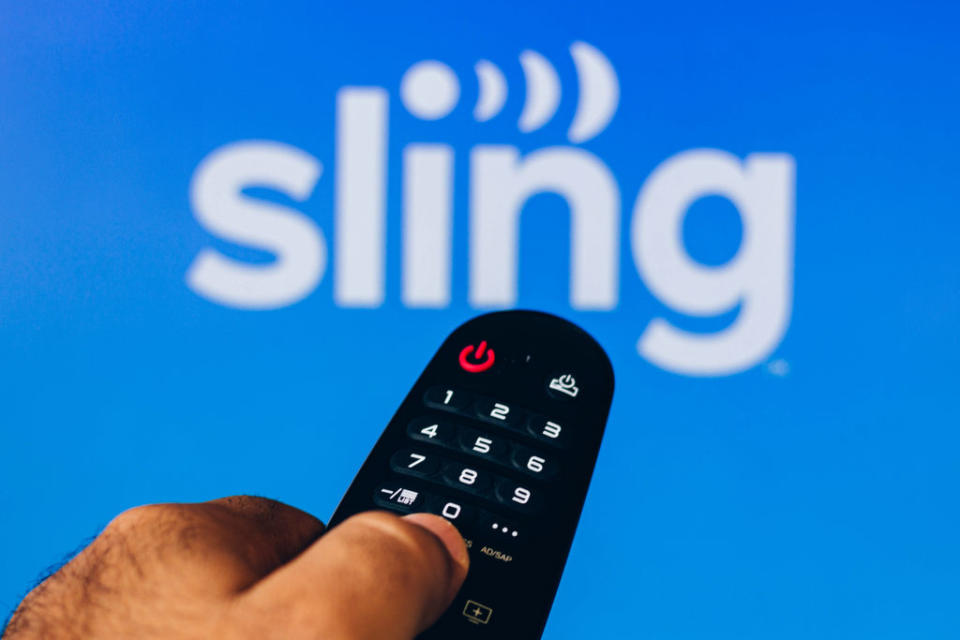  Sling TV logo and remote. 