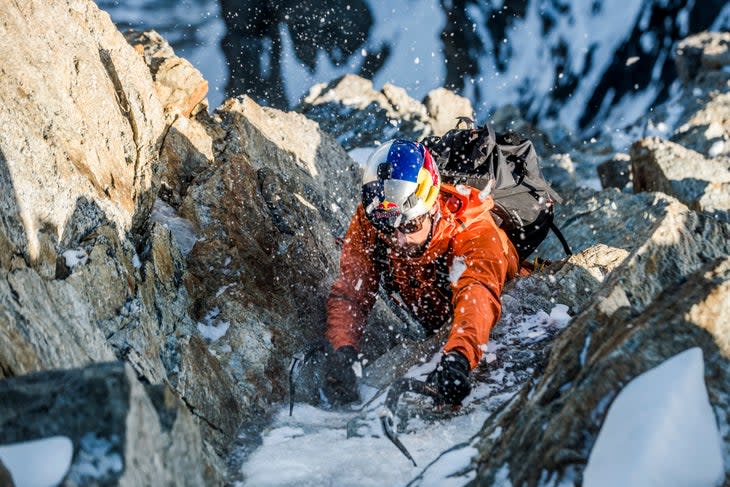 <span class="article__caption">Nicolas Hojac while mixed climbing in the Jungfrau Region, Switzerland. Traditionally, tools were used on rock when necessary to link sections of ice.</span> (Photo: Thomas senf / Red Bull Content Pool)