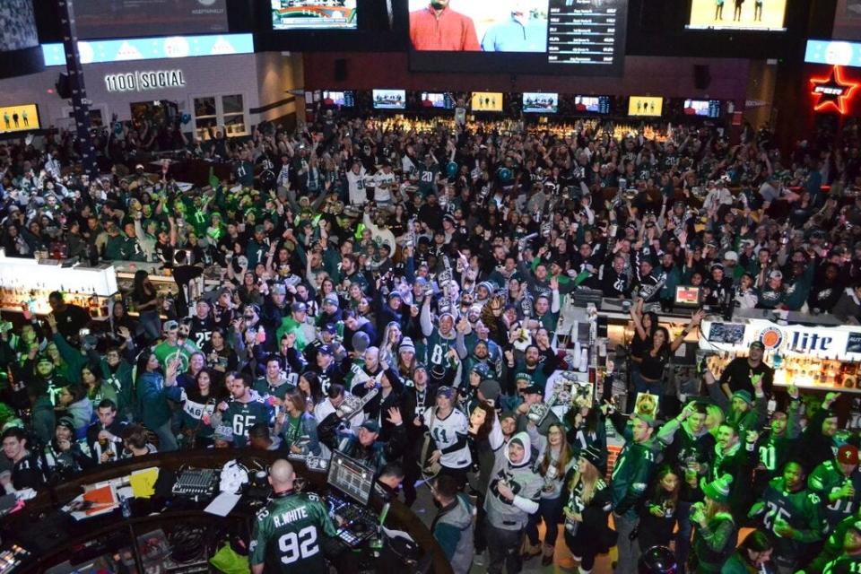 XFINITY Live!, an entertainment venue in South Philadelphia, is hosting Super Bowl watch parties inside and outside on Feb. 12, 2023.